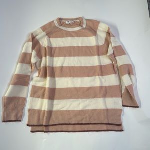 Lush‎ Mauve and Cream Striped Crewneck Sweater